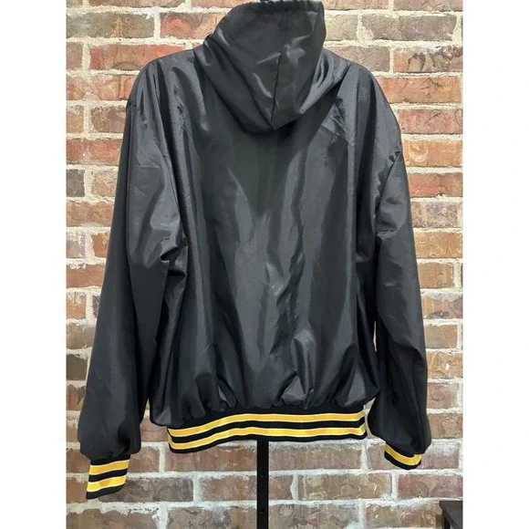 Birdie by Richard A. Leslie Sz 2X Hoodie Bomber Jacket, Black w/ Yellow Stripes - Picture 4 of 4